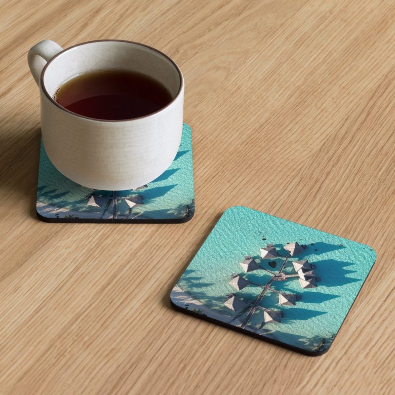 Sous-verres en liège souvenir de bora bora sur pilotis