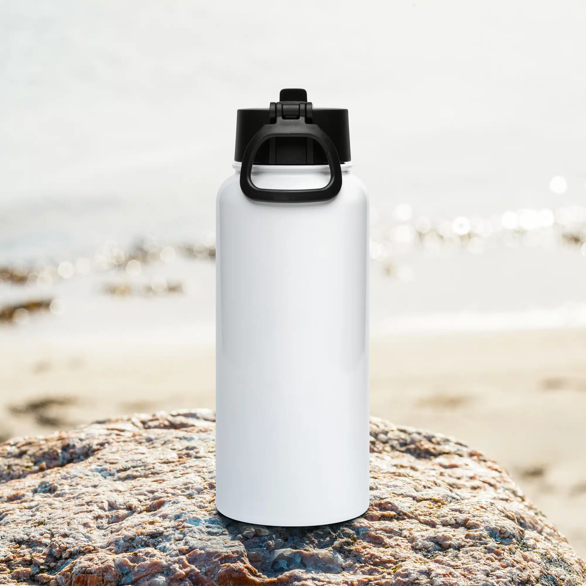 Bouteille d'eau en acier inoxydable avec paille logo site – Image 4